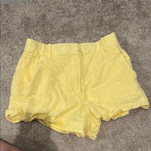 Abercrombie & Fitch Yellow Linen High Waist Shorts